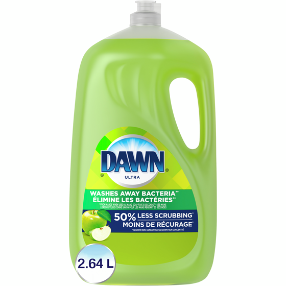 Dawn Savon à vaisselle liquide Ultra, détergent à vaisselle liquide, élimine les bactéries, parfum Fleurs de pommier 2.64 l, 0,49 $/100ml