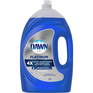 Dawn Détergent à vaisselle liquide Platinum, parfum Pluie rafraîchissante 2.21 l, 0,50 $/100ml