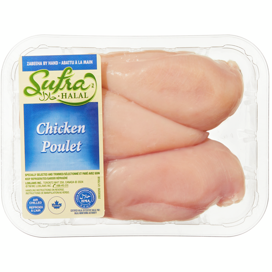 Sufra Poitrines de poulet désossées sans peau Halal 645 g, 2,33 $/100g