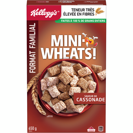 Kellogg’s Mini Wheats Saveur De Cassonade Format Familial Céréales 650 g, 0,85 $/100g