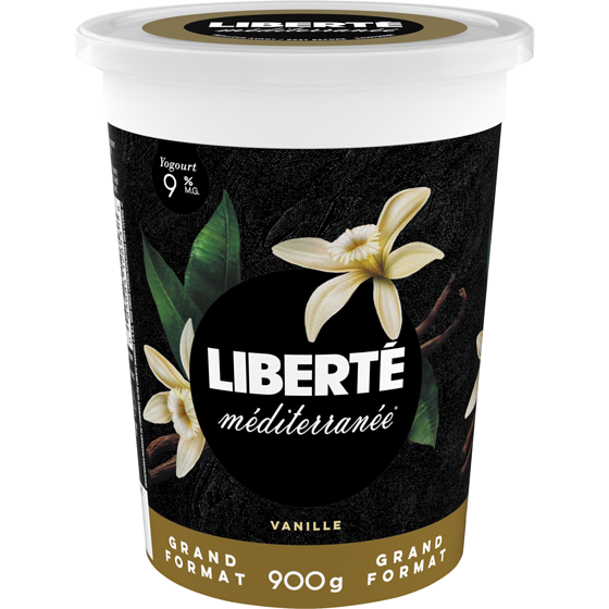 Liberté Yogourt Méditerranée 9 %, vanille 900 g, 0,83 $/100g