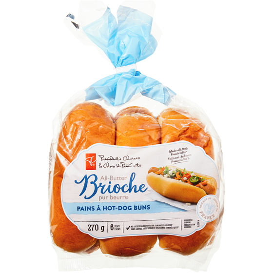 le Choix du Président Brioche pur beurre, pains à hot-dog 270 g, 1,85 $/100g