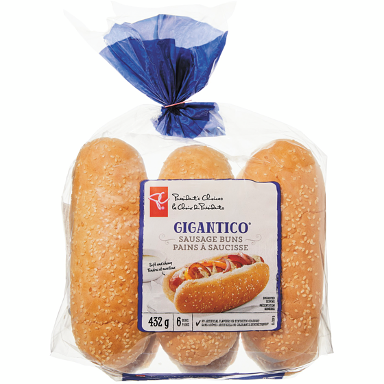 President's Choice Gigantico Sausage Buns 432 g, $1.04/100g