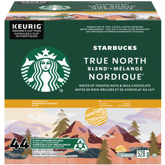 Starbucks Café Moulu Torréfaction Blonde Starbucks Mélange Nordique Boîte De 44 Capsules K-Cup 550 g, 7,63 $/100g