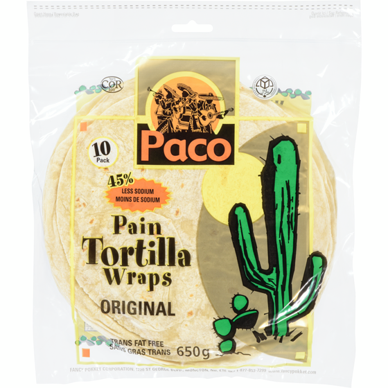 Fancy Pokket Paco Original Tortilla Wraps 650 g, $0.69/100g