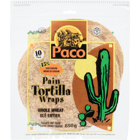 Fancy Pokket Whole Wheat Tortilla Wraps 650 g, $0.69/100g