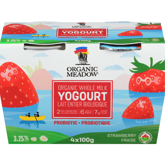 Organic Meadow Organic Yogurt, Strawberry 4x100.0 g, $1.75/100g