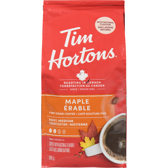 Tim Hortons Café mouture fine érable torréfaction moyenne 300 g, 4,33 $/100g