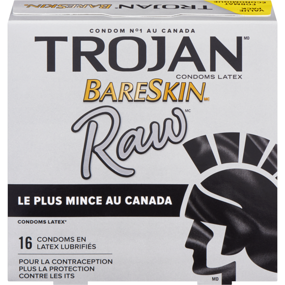 Trojan Bareskin raw condoms latex format économique 16 ea, 1,37 $/1ch