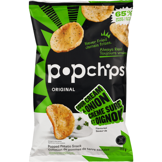 Popchips Original Saveur De Crème Sure Et Oignon Collation De Pommes De Terre Sautées 142 g, 3,17 $/100g