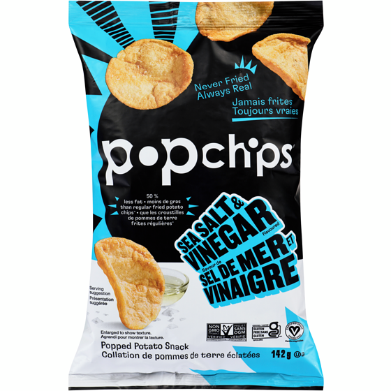 Popchips Saveur De Sel De Mer Et Vinaigre Original Collation De Pommes De Terre Sautées 142 g, 3,17 $/100g