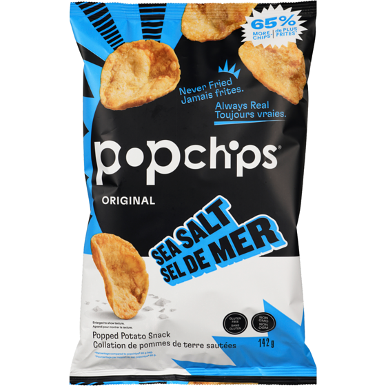 Popchips Sel De Mer Original Collation De Pommes De Terre Sautées 142 g, 3,02 $/100g