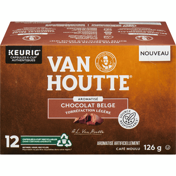 Van Houtte Van Houtte Chocolat belge capsules K-Cup de café, 12 unités, pour les cafetières Keurig 12 ea, 1,25 $/1ch
