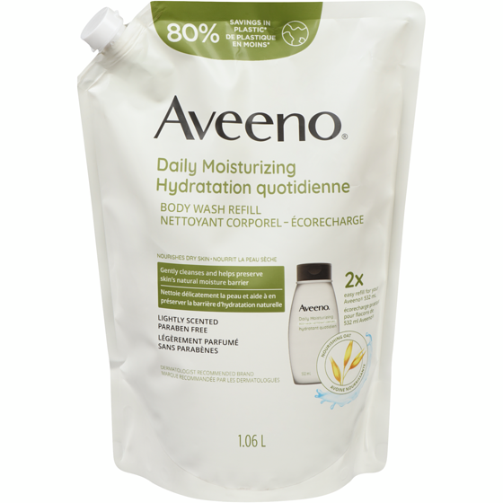 Aveeno Daily Moisturizing Body Wash Pouch 1.06 l, $1.60/100ml