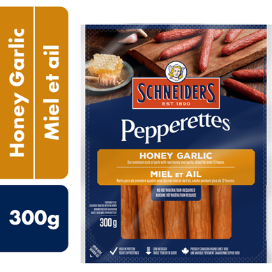 Schneiders Bâtonnets de saucisson au miel et à lail Pepperettes 300 g, 4,00 $/100g