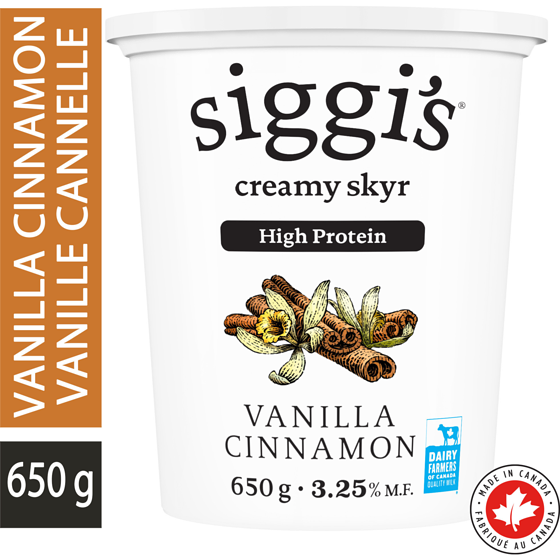 siggi's Vanilla Cinnamon Skyr Yogurt 3.25% 650 g, $1.23/100g