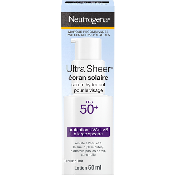 Neutrogena Ultra sheer écran solaire lotion sérum hydratant pour le visage fps 50+ 50 ml, 36,00 $/100ml