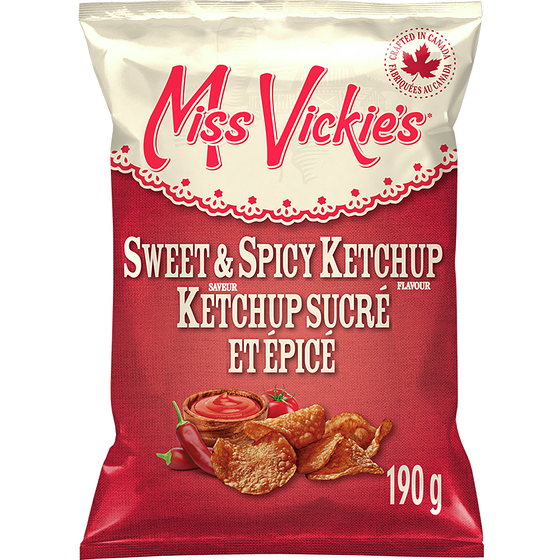 Miss Vickie’s Sweet & Spicy Ketchup Flavour Kettle Cooked Potato Chips 190 g, 2,52 $/100g