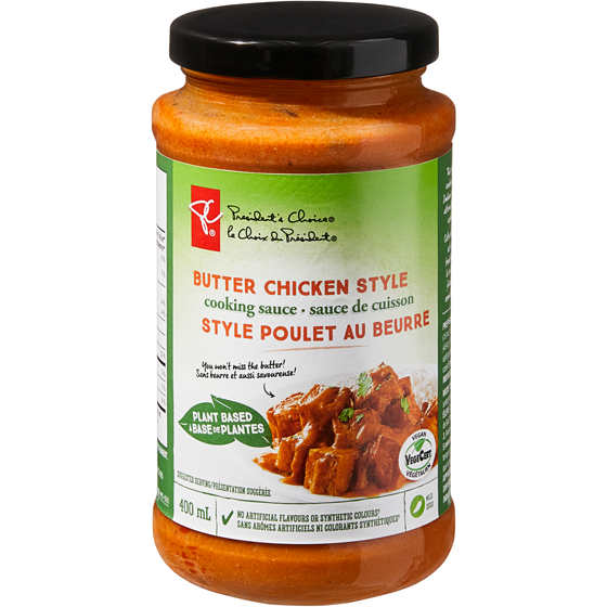 President's Choice Plant Based Butter Chicken Style Cooking Sauce 400 ml, $1.20/100ml