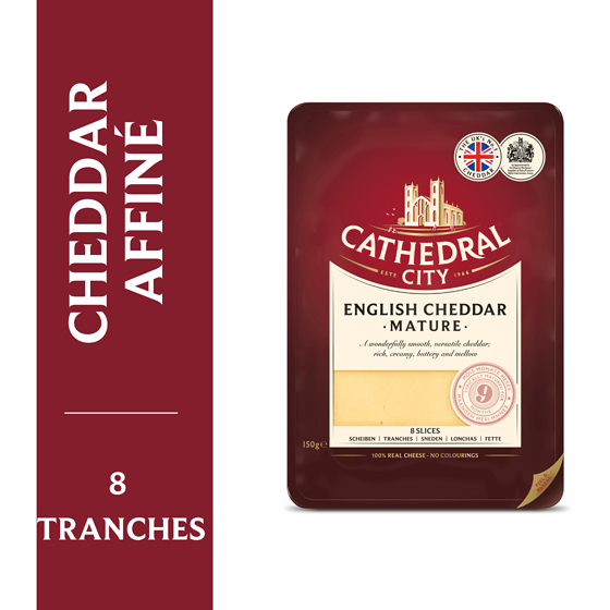 CATHEDRAL CITY CHEESE Fromage cheddar anglais affiné en tranches 150 g, 5,33 $/100g