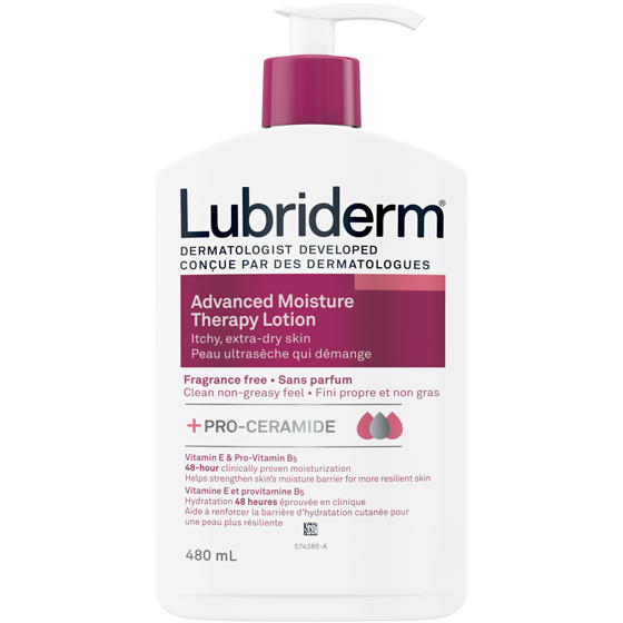 Lubriderm Advanced moisture therapy lotion sans parfum 480 ml, 2,19 $/100ml