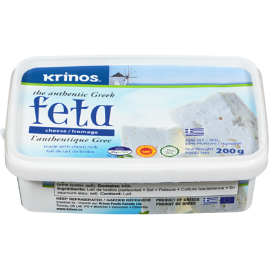 Krinos Cheese Feta 22% M.F. 200 g, $4.50/100g