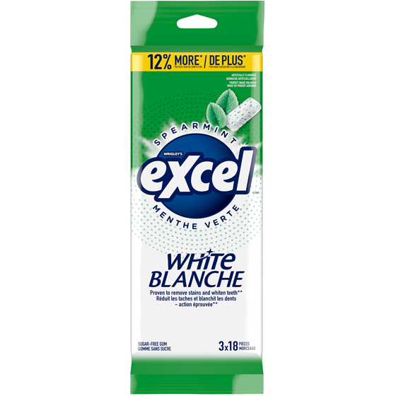 Wrigley's Excel Spearmint Flavoured Sugar Free Chewing Gum, 18 Pieces, 3 Packs 3 ea, $1.60/1ea