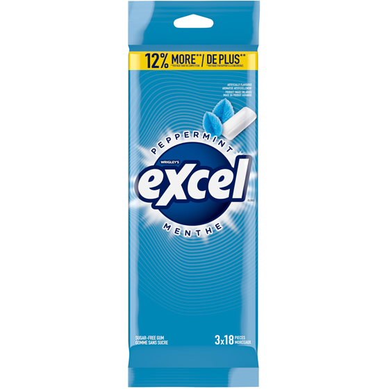 Wrigley's Excel Peppermint Flavoured Sugar Free Chewing Gum, 18 Pieces, 3 Packs 3 ea, $1.60/1ea