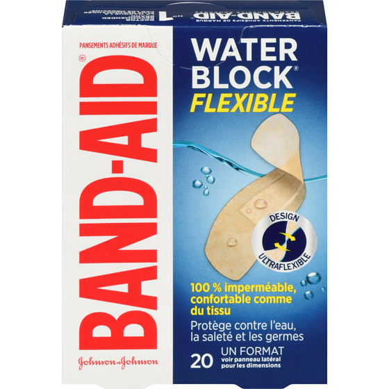 Band-Aid Water block flexible pansements adhésifs de marque 20 ea, 0,39 $/1ch