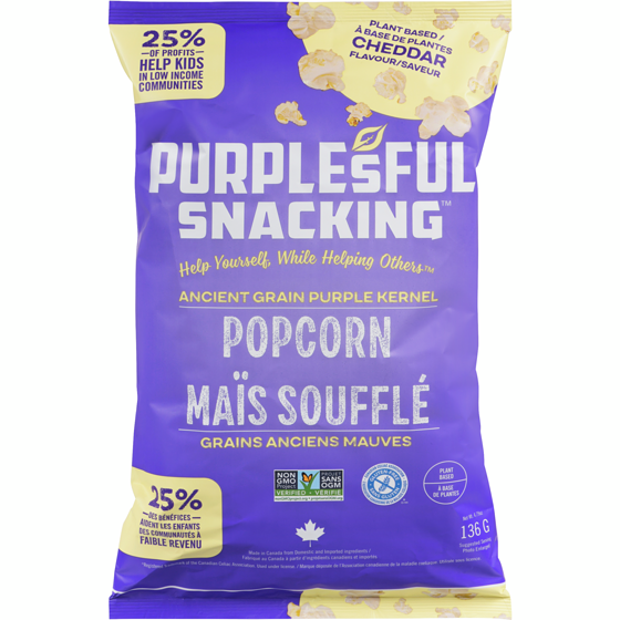 Purplesful Ancient Grain Purple Kernel Popcorn Cheddar Flavour 136 g, $3.52/100g