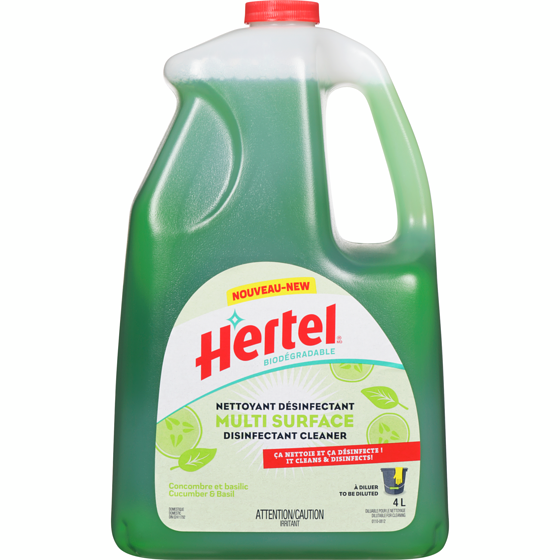 Hertel Multi Surface Cucumber & Basil  Biodégradable Disinfectant Cleaner 4 l, $0.32/100ml