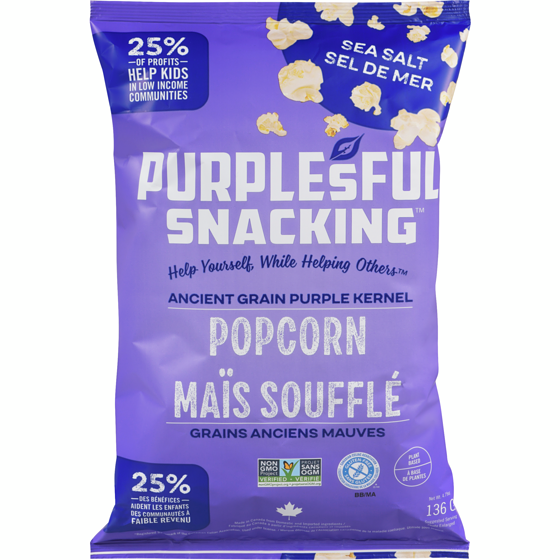 Purplesful Ancient Grain Purple Kernel Popcorn Sea Salt 136 g, $3.52/100g
