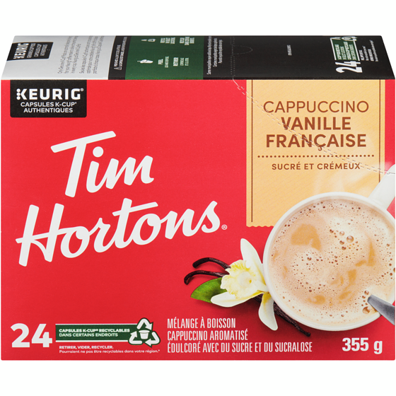 Tim Hortons Capsules K-cup, Cappuccino vanille 24 ea, 1,21 $/1ch