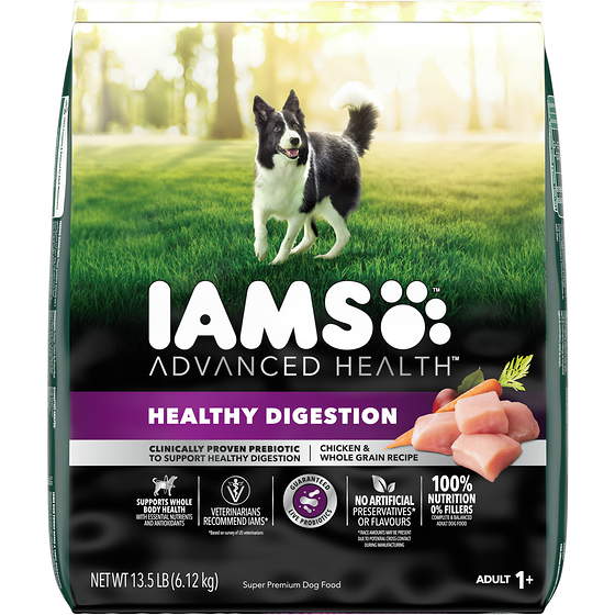 Iams Nourriture sèche pour chiens adultes Advanced Health Digestion saine Recette avec poulet et grains entiers 6.12 kg, 0,61 $/100g