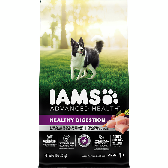 Iams Nourriture sèche pour chiens adultes Advanced Health Digestion saine Recette avec poulet et grains entiers 2.72 kg, 0,70 $/100g