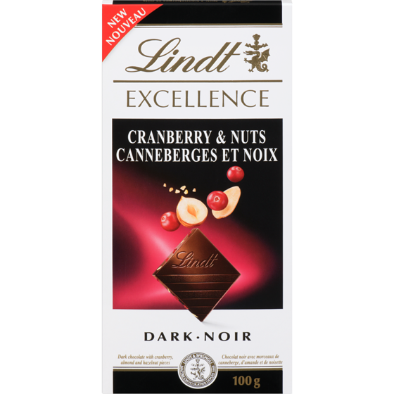 Lindt EXCELLENCE Cranberry & Nuts Dark Chocolate Bar 100 g, $5.99/100g