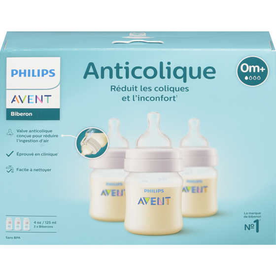 Phillips Anticolique 125 Ml 0M+ Biberon 3 ea, 8,33 $/1ch