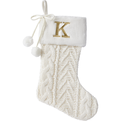 Life at Home Ivory Knit Monogram Christmas Stocking - K 1 ea, $18.00/1ea