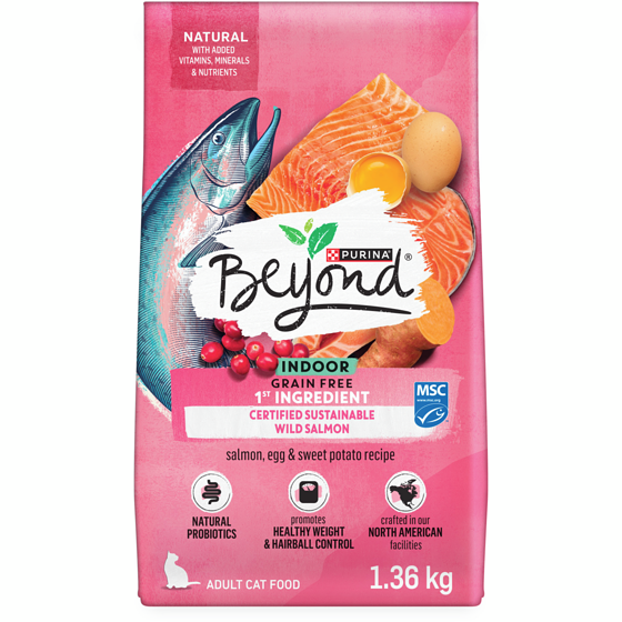 Purina Beyond Grain Free Dry Cat Food Indoor Cat Wild-Caught Salmon & Egg 1.36 kg, $1.21/100g
