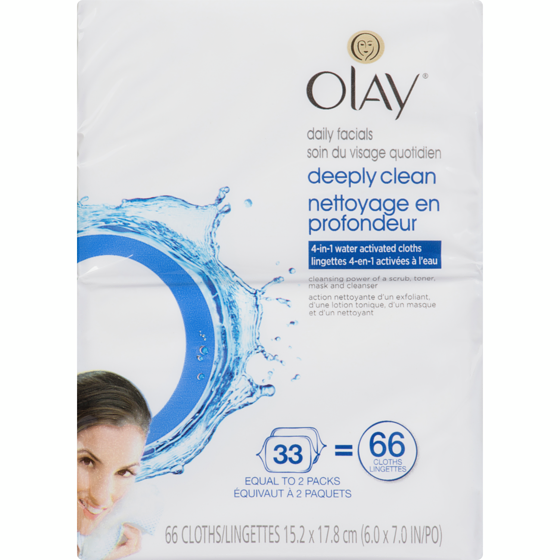 Olay 4-In-1 Water Activated Cloths Deeply Clean 66 ea, $0.27/1ea