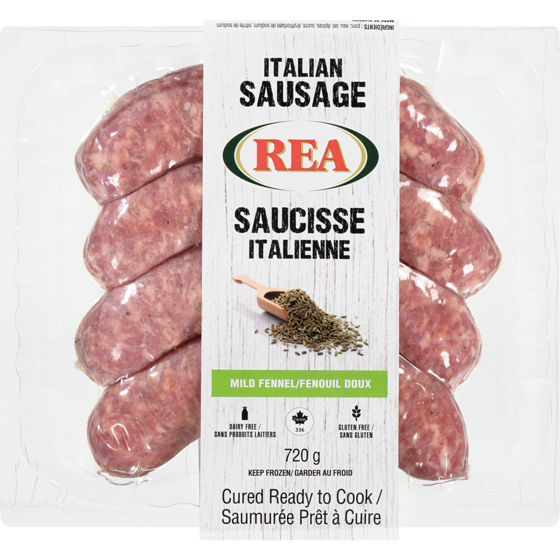 Rea Italian Sausage Mild Fennel 720 g, $1.39/100g