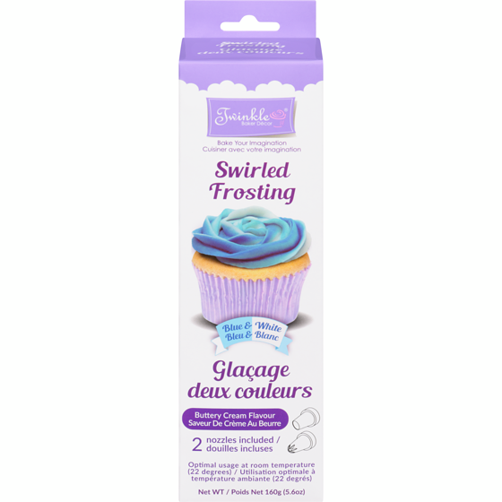 Twinkle Baker Decor Blue & White Buttery Cream Flavour Swirled Frosting 160 g, $4.37/100g