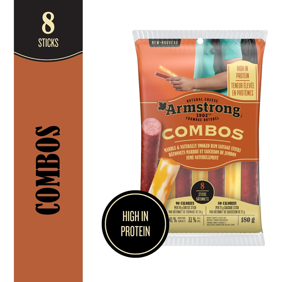 Armstrong Combos Marble & Naturally Smoked Ham Sausage Sticks 180 g, $3.33/100g