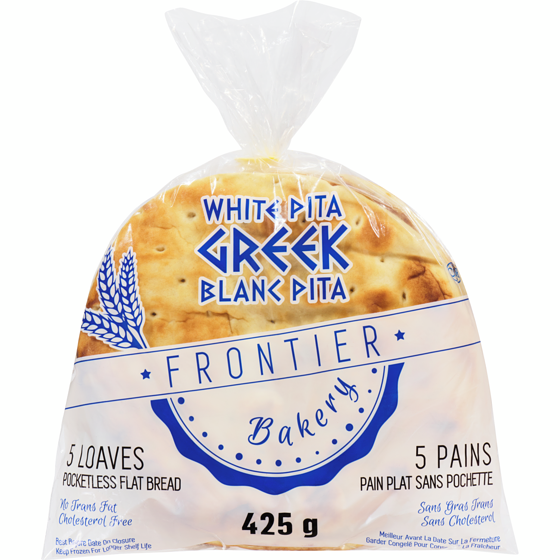 Frontier Bakery White Pita Greek Pocketless Flat Bread 425 g, $0.24/100g