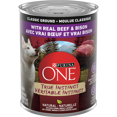 Purina ONE Véritable Instinct Moulue Classique Boeuf et Bison, Nourriture Humide pour Chiens 368 g 368 g, 0,81 $/100g