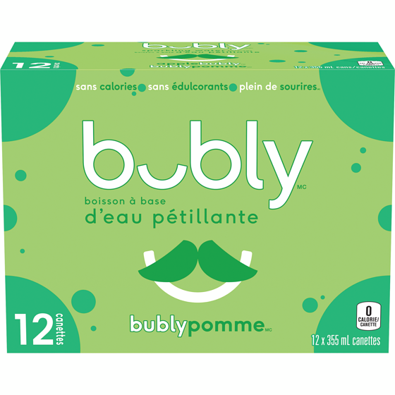 Eau pétillante Bubly D’eau pétillante Pomme 12x355.0 ml, 0,16 $/100ml