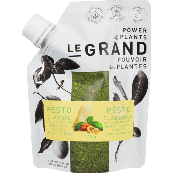 Le Grand Classic A Rich Blend Of Fresh Basil, 4 Nuts & Romano Cheese Pesto 170 g, $3.53/100g