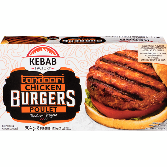 Kebab Factory Burgers Tandoori Chicken Medium 904 g, $1.55/100g