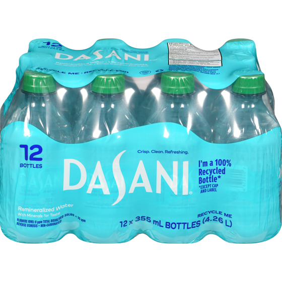 Dasani Water Bottles 12x355.0 ml, $0.16/100ml