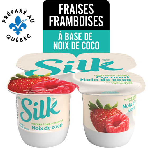 Silk Yogourt végétal à la noix de coco, Fraises Framboises, emballage de 4 100 g, 5,49 $/100g